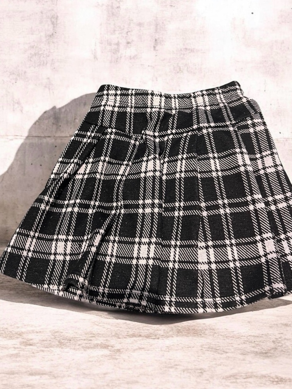 Black & White Plaid Circle Skater Top for Kids